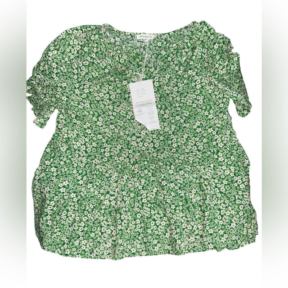 beachlunchlounge Green Floral Blouse
